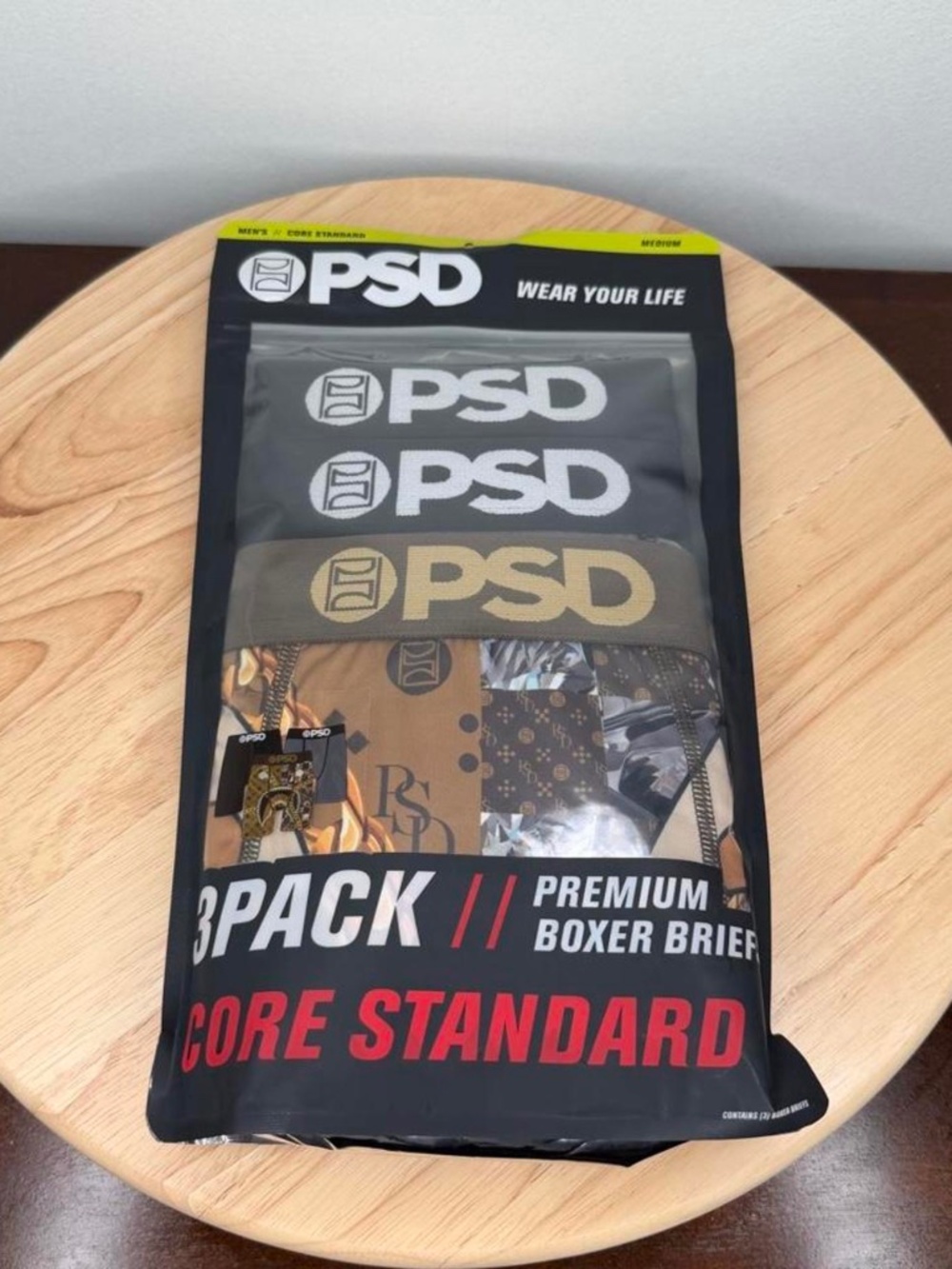 PSD 3 Pack Core Standard Premium Boxer Briefs Warface Deluxe Brown Men's Medium